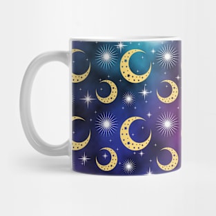 Galaxy And Moons Pattern - Night Sky Mug